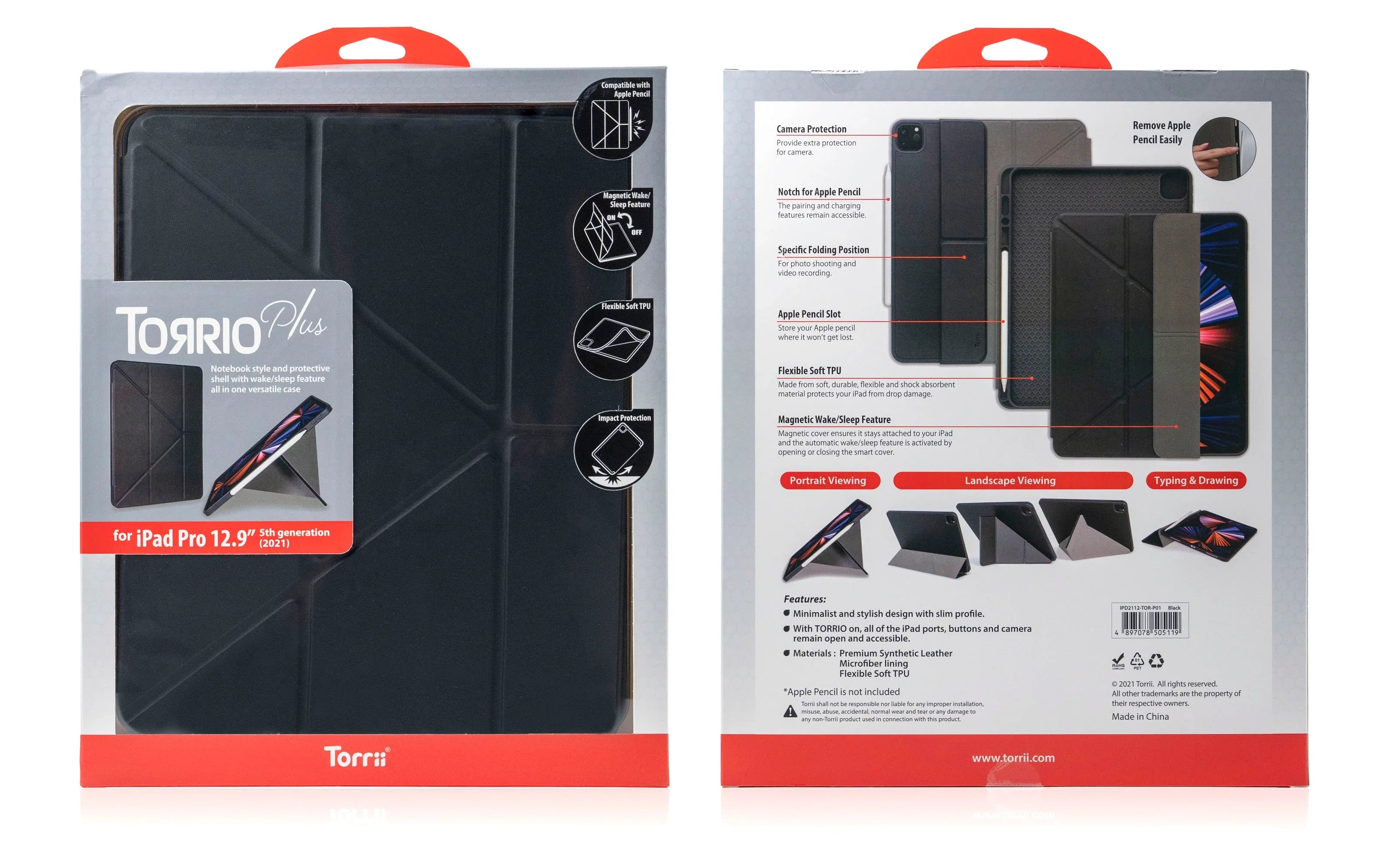 Torrii Torrio Plus Case For iPad Pro 12.9 (2021 Only) - Black - Tashqila Torrii Torrio Plus Case For iPad Pro 12.9 (2021 Only) - Black - Tashqila